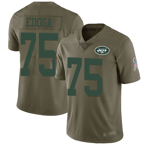 New York Jets Limited Olive Men Chuma Edoga Jersey NFL Football #75 2017 Salute to Service->women nfl jersey->Women Jersey